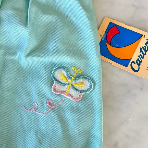 Vintage 80s Baby Girl Butterfly Appliqué Ruffle Sleeveless Romper by Carter's - Picture 4 of 9